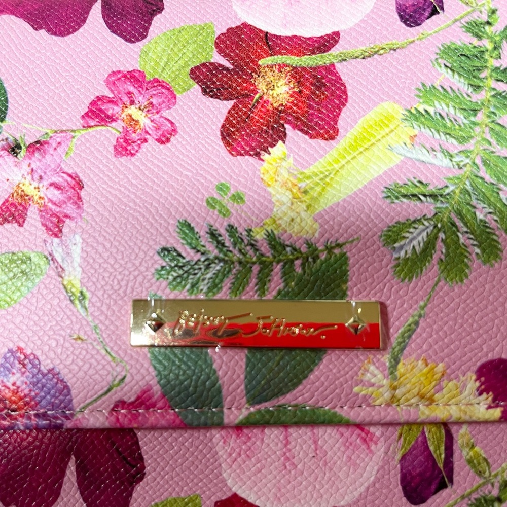 Betsey Johnson Pink Floral Crossbody Purse Wallet - Picture 3 of 8